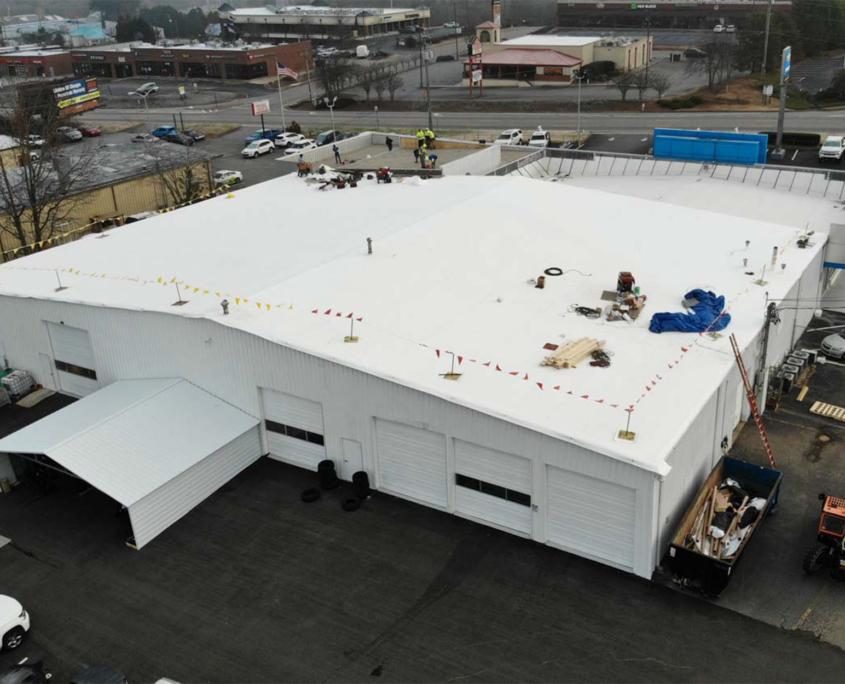 Aerial View Of White Roof