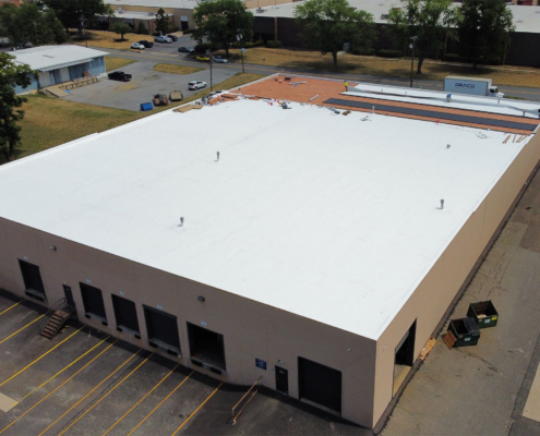 Aerial View Of White Roof And Docks