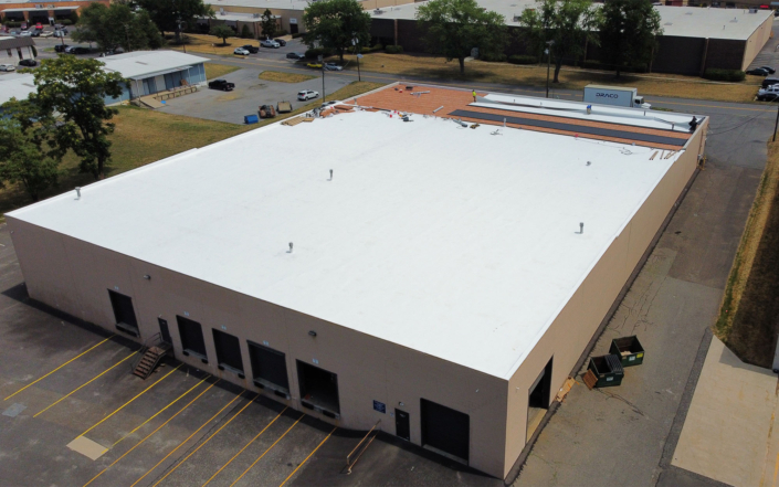 Aerial View Of White Roof And Docks