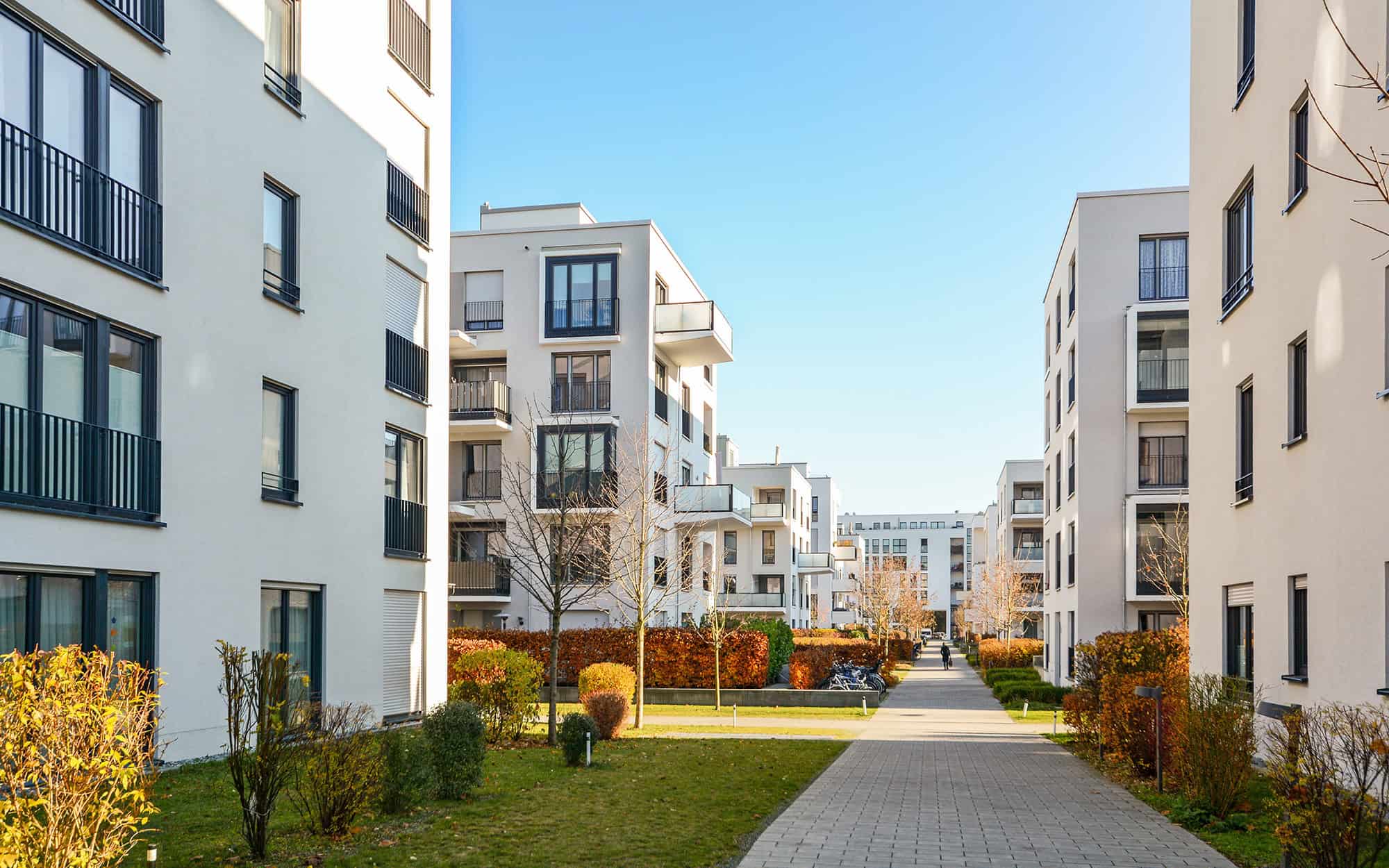 Modern Apartment Buildings In A Green Residential Area In The City