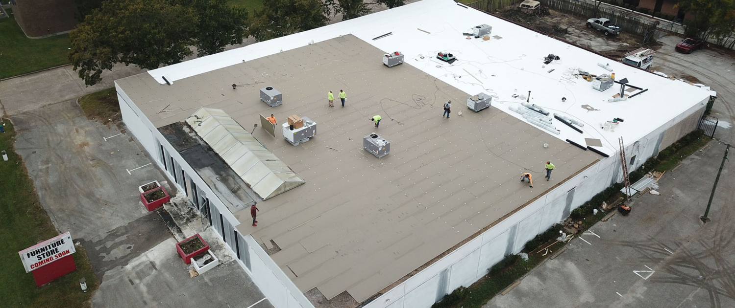 Wide Aerial View Of White Roof