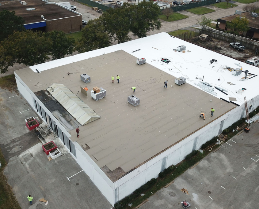 Wide Aerial View Of White Roof