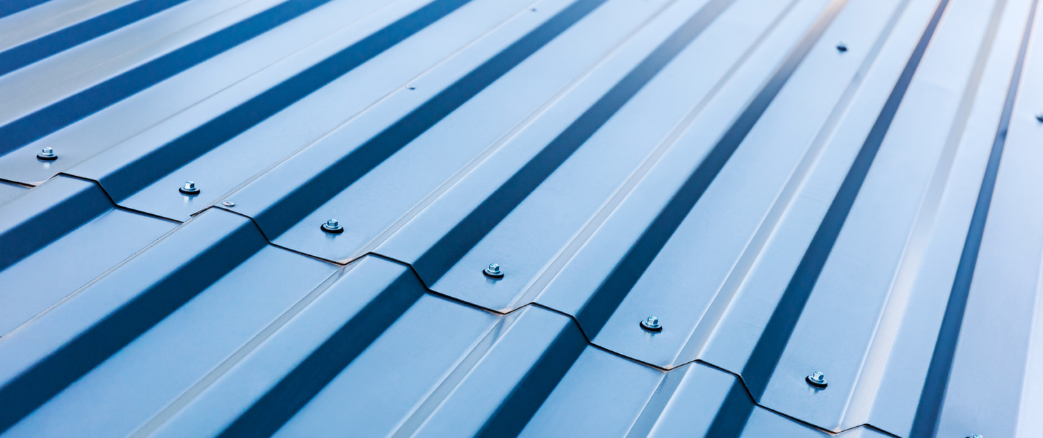 Blue Corrugated Metal Roof With Rivets, Industrial Background
